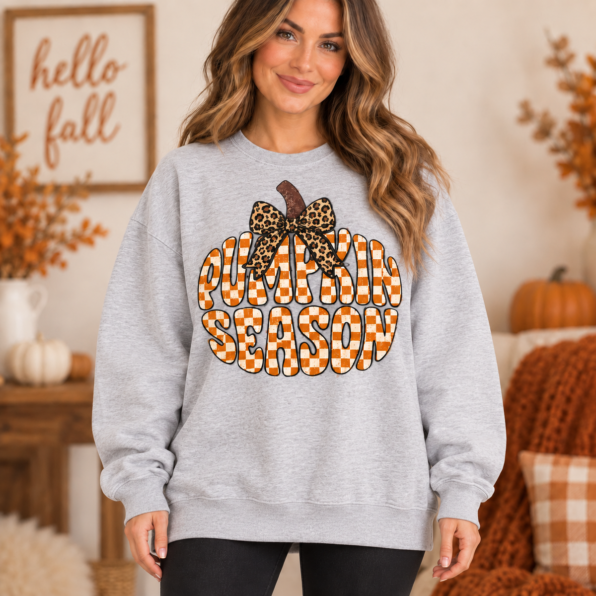 Pumpkin Season Leopard Bow Graphic Tee