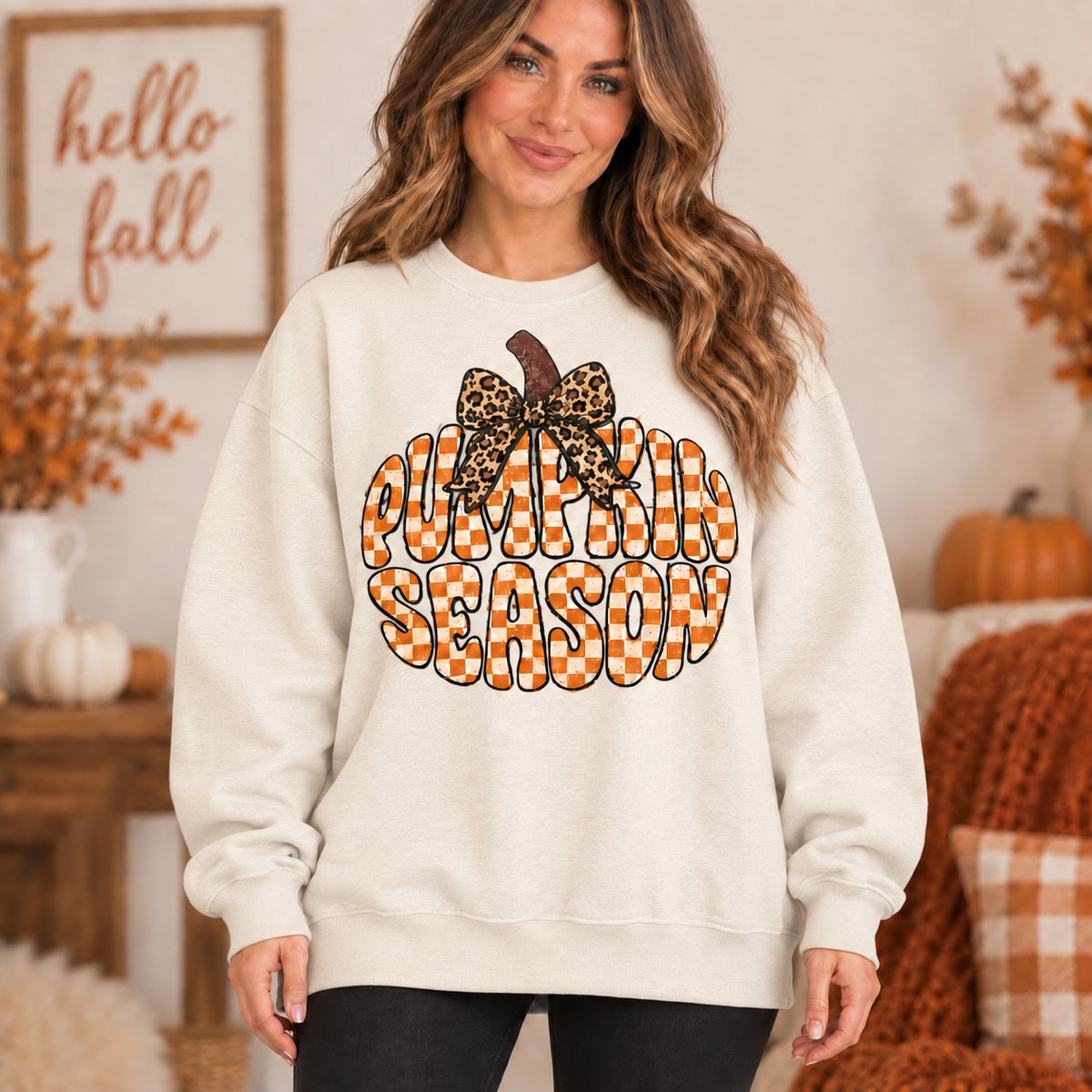 Pumpkin Season Leopard Bow Graphic Tee