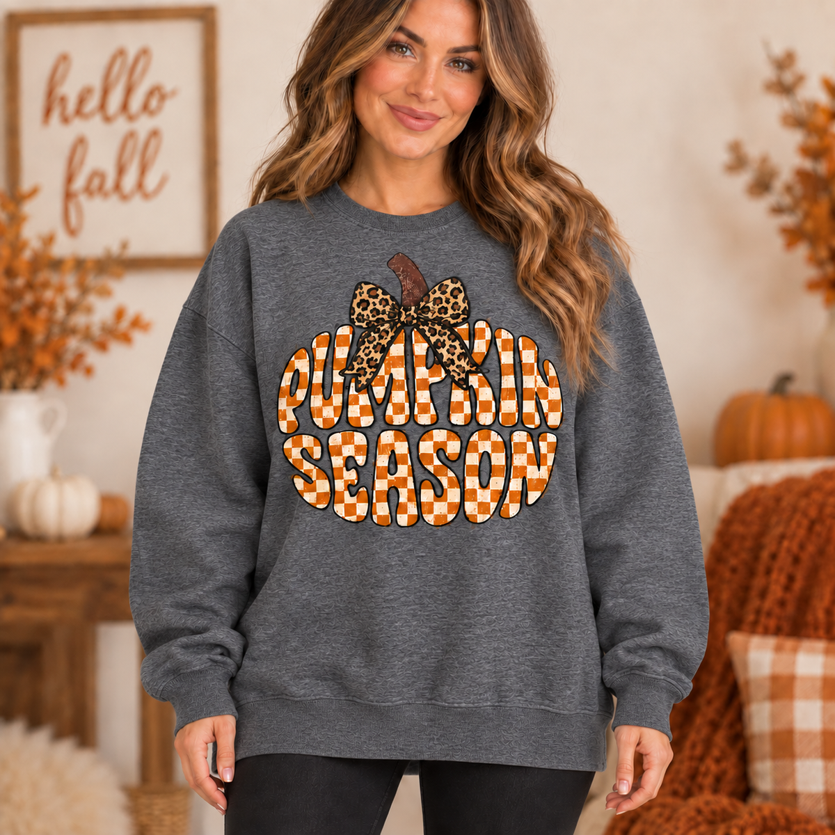 Pumpkin Season Leopard Bow Graphic Tee